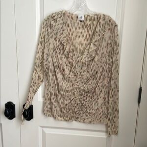 Cabi Stretchy Ruffled Rouched Blouse Dize Large